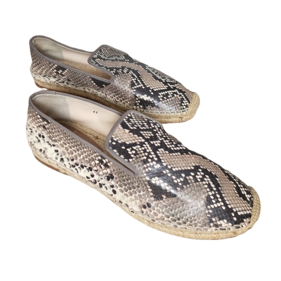 Elyse Walker Dee Python Embossed Leather Espadrille Flat Size 10.5 - Picture 2 of 7